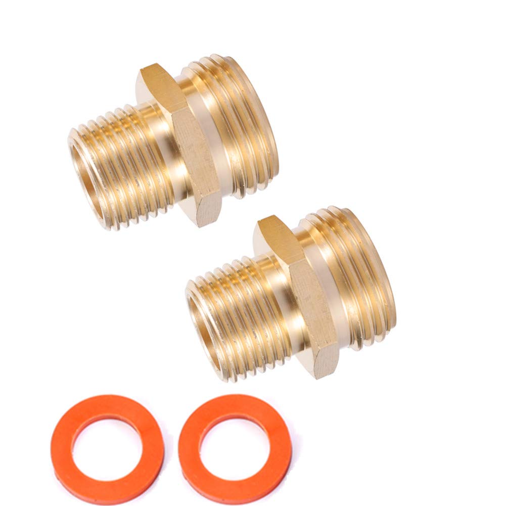 Kbrotech brass garden hose adapter showing 3/4 GHT to 1/2 NPT connection for versatile use