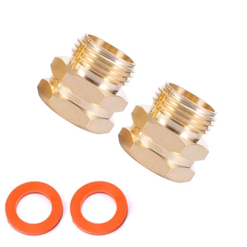 Kbrotech brass garden hose adapter front view shows sturdy 3/4 GHT to 3/4 NPT compatibility
