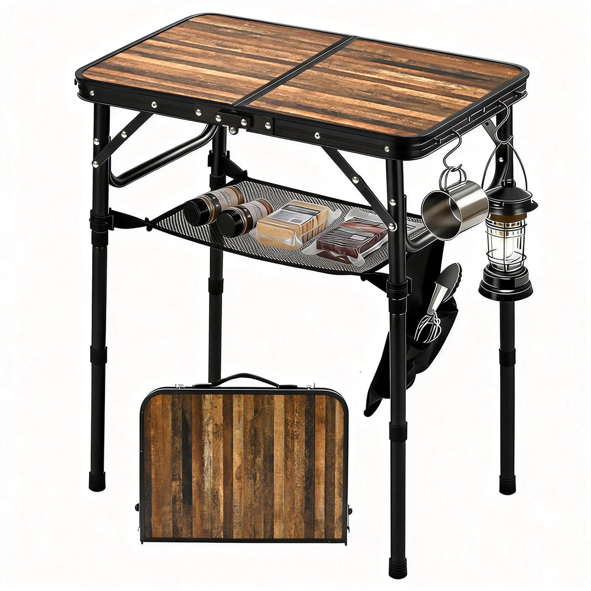 Kcmploro folding picnic table with storage pouch keeps utensils organized outdoors.
