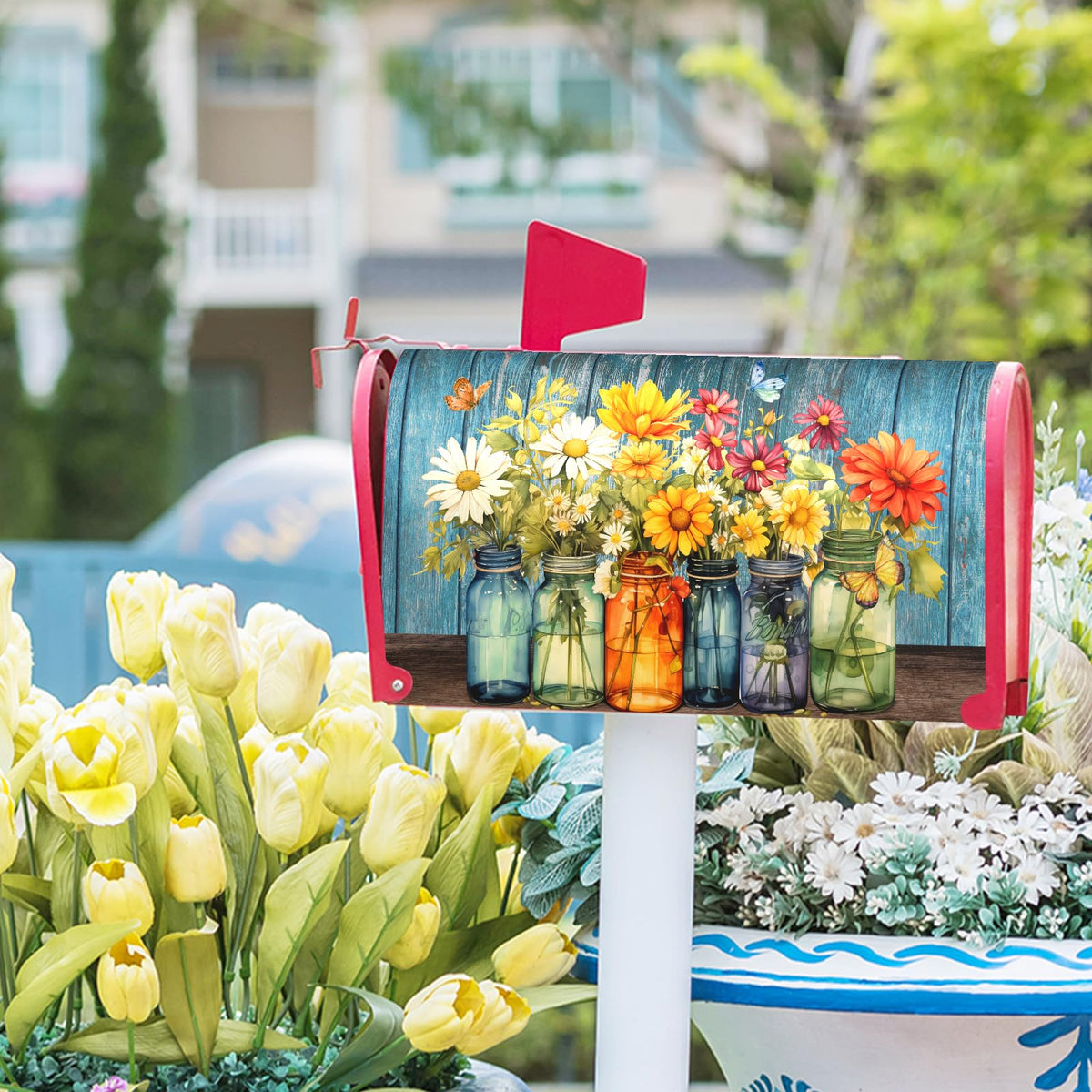 Kcozydecor Outdoor garden decor mailbox wrap ideal for patios and lawns.