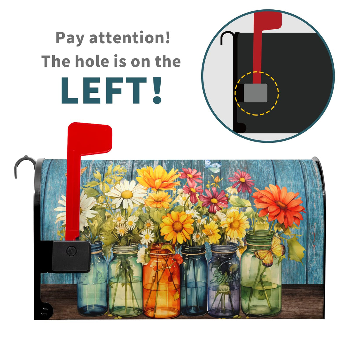 Kcozydecor Spring Blue Rustic mailbox wrap adds vibrant charm to your garden entry.