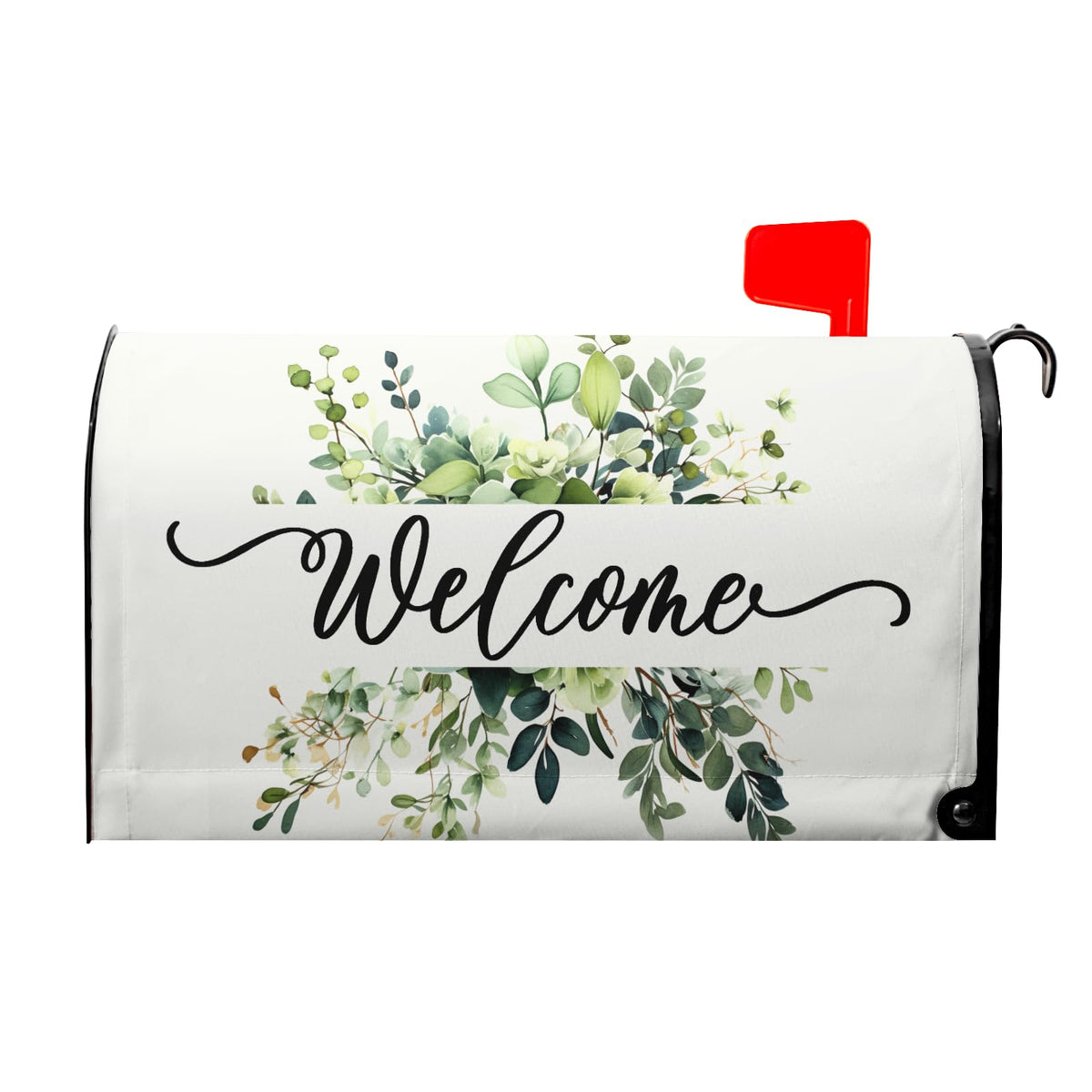 Kcozydecor spring mailbox cover with green eucalyptus leaves fits 21x18 for curb appeal.