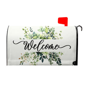 Kcozydecor spring mailbox cover with green eucalyptus leaves fits 21x18 for curb appeal.