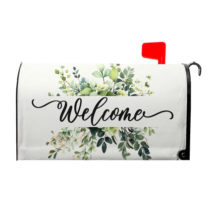 Kcozydecor spring mailbox cover with green eucalyptus leaves fits 21x18 for curb appeal.