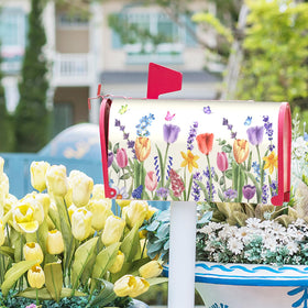 Kcozydecor post box wrap pairs with garden flags for cohesive yard decor.