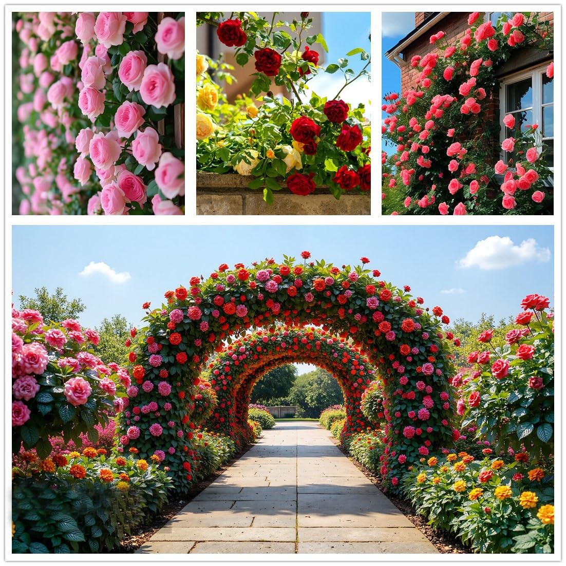 KCT GARDEN climbing rose vines on a trellis demonstrating vertical privacy and color
