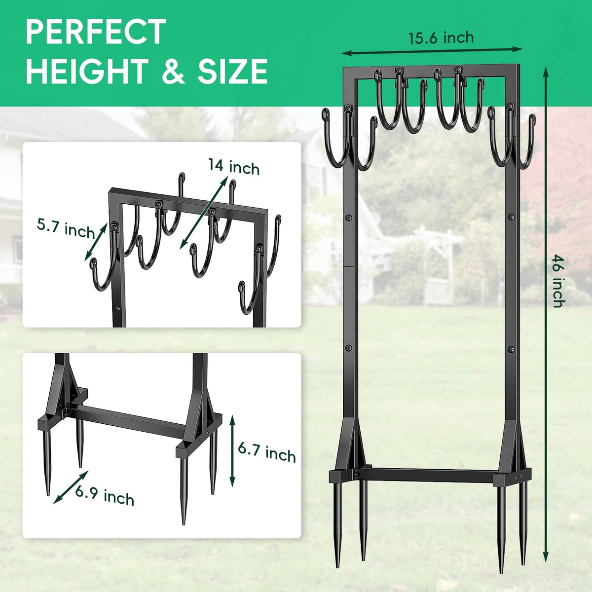 Kcysta hose storage installs quickly with four soil anchors