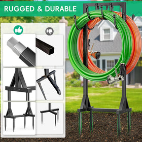 Rustproof finish on the Kcysta heavy-duty hose holder for outdoor durability