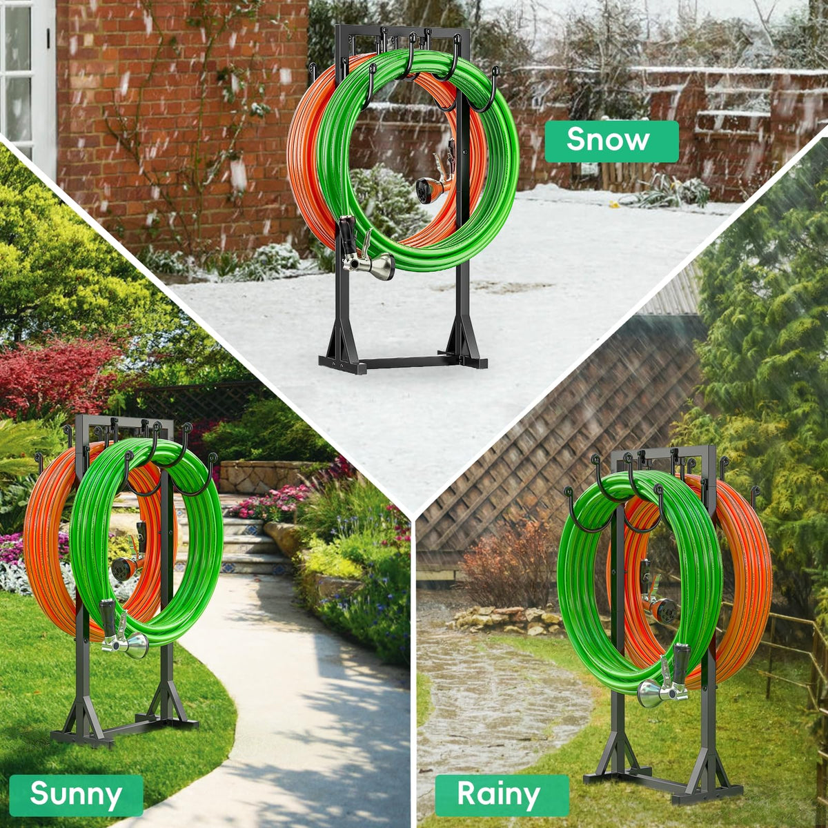 Kcysta storage rack keeps hoses and tools organized outside