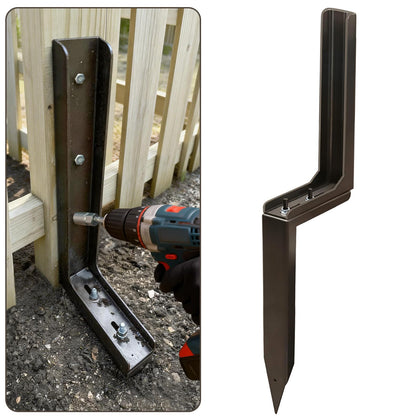 KD STONEDGE H-design ground spike anchors leaning fence posts securely