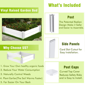 Kdgarden 4x4 white vinyl raised bed assembly guide tool-free setup