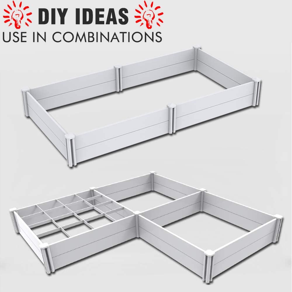 Kdgarden 4x4 white vinyl raised bed for herbs and edible greens