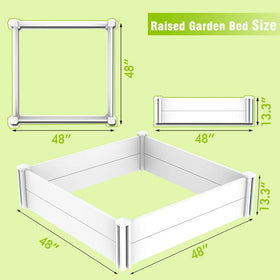 Kdgarden 4x4 white vinyl raised bed for vegetables in backyard
