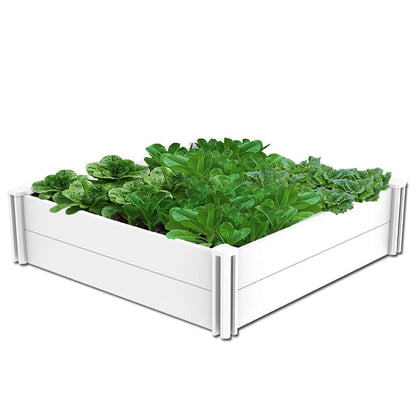 Kdgarden 4x4 white vinyl raised bed main view ideal for vegetables and herbs