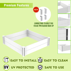 Kdgarden 4x4 white vinyl raised bed side detail showing durable construction