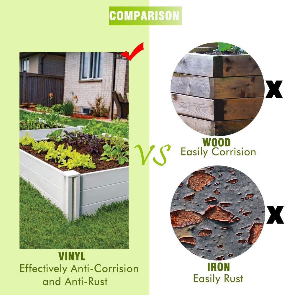 Kdgarden 4x4 white vinyl raised bed stack connectors for taller layouts