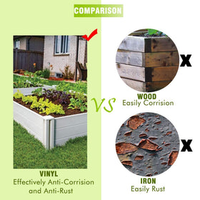 Kdgarden 4x4 white vinyl raised bed stack connectors for taller layouts