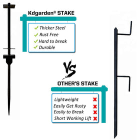 Kdgarden power stake stainless steel, rust-free support against strong winds.