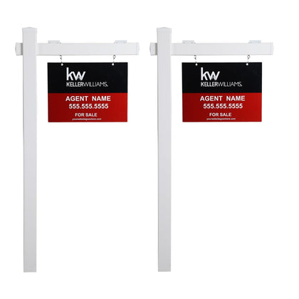 Kdgarden vinyl post 6ft white, sturdy yard sign support for open houses.