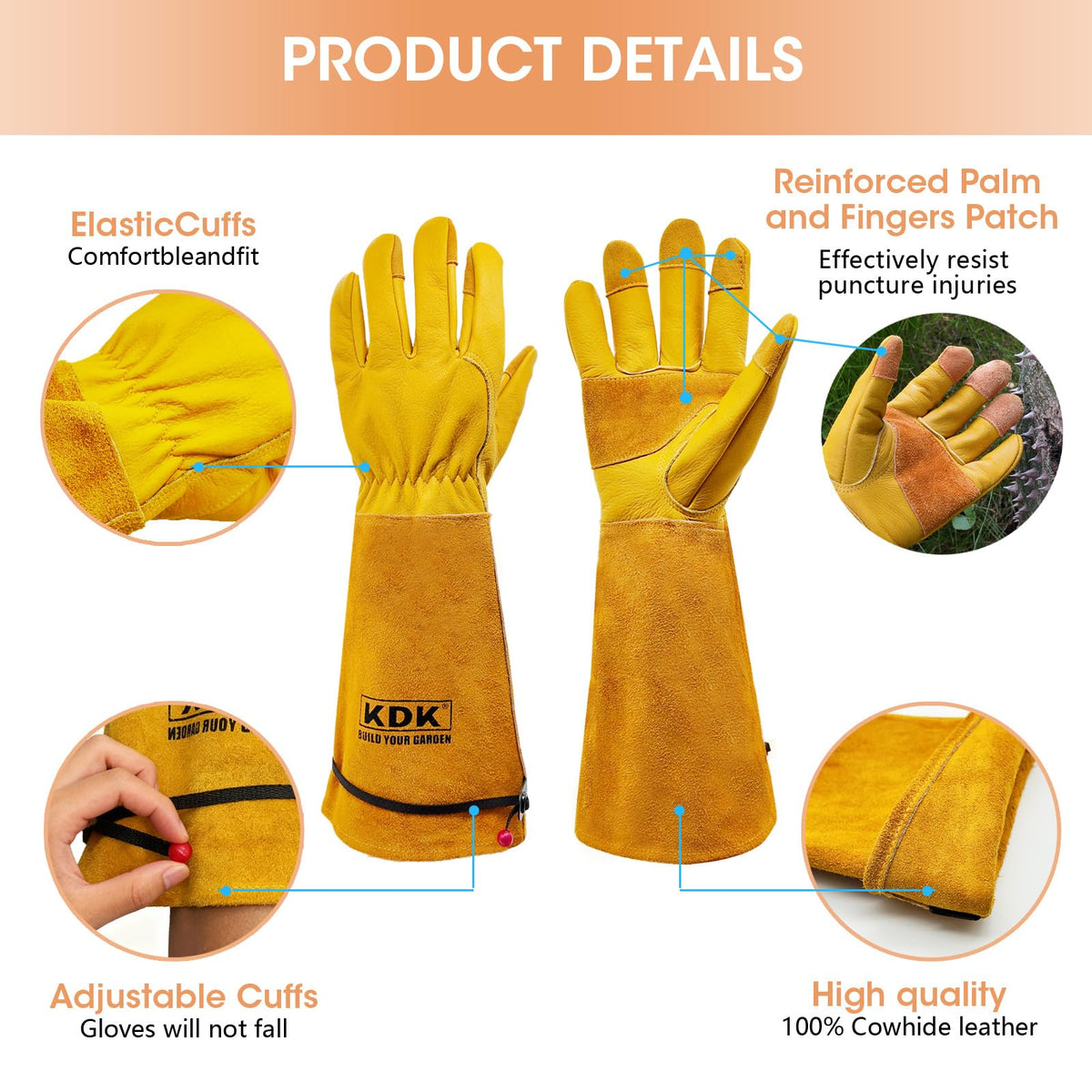 KDK gloves with extended forearm gauntlet for full-arm protection