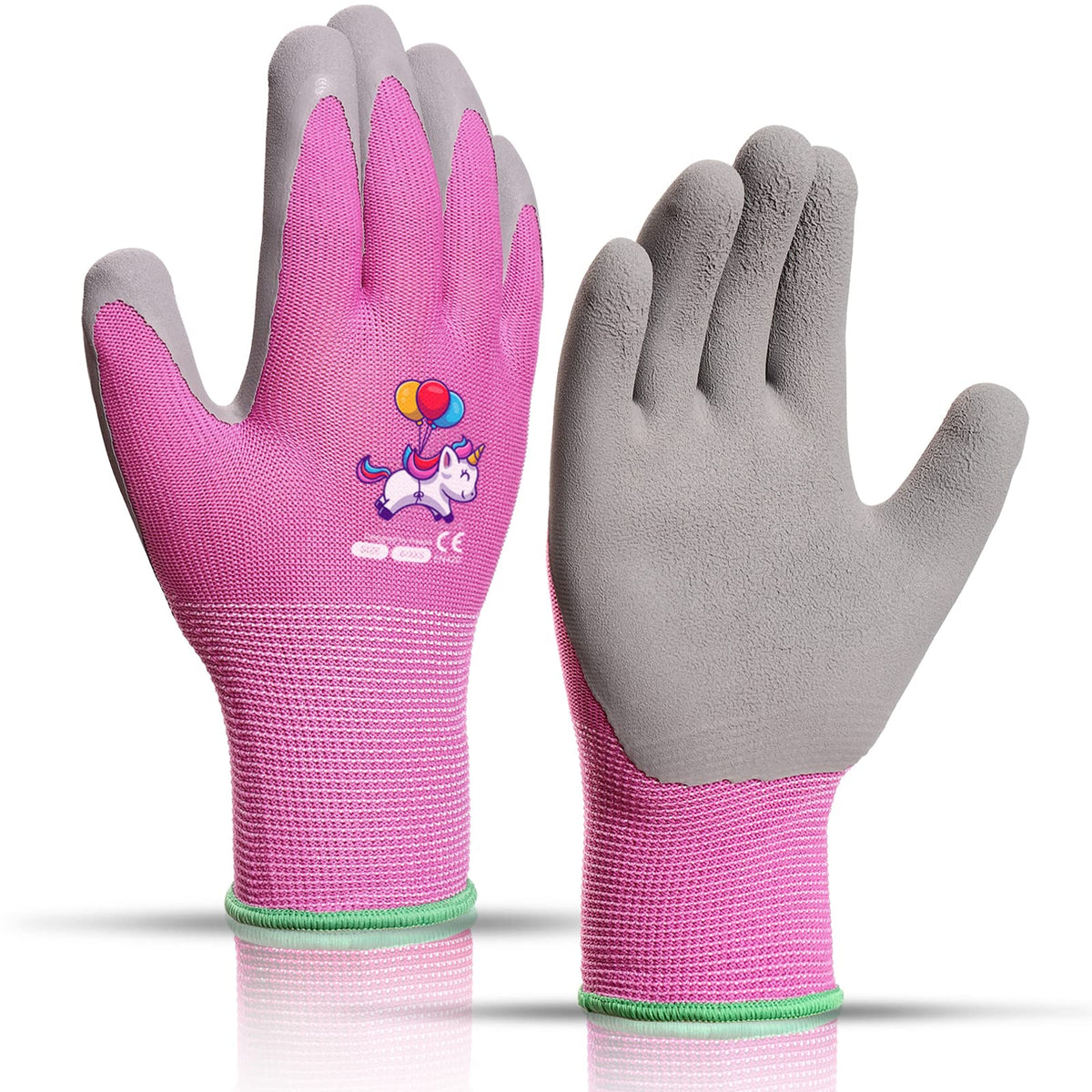 KDK kids gardening gloves Pink Unicorn XXS on hand for gentle garden protection.
