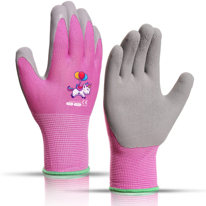 KDK kids gardening gloves Pink Unicorn XXS on hand for gentle garden protection.