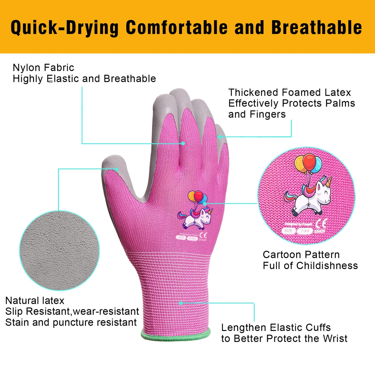 KDK stretchy wrist cuff on kid's glove for secure, comfy wear.