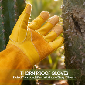 KDK rose-pruning gloves with durable cowhide for handling thorns and prickly plants.