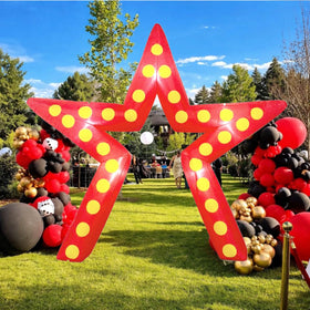 KEASKELL backyard red carpet entrance decor elevates movie night.