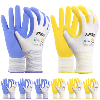 Kebada gloves with lilac-yellow palm offer secure grip for planting and potting.