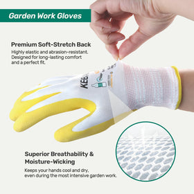 Kebada reinforced fingertips protect nails during delicate pruning.