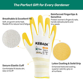 Kebada textured latex coating enhances grip on tools and soil.