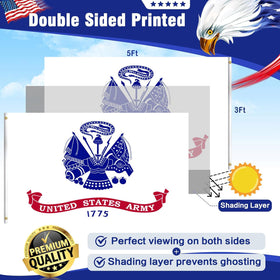 Keblo US Army Flag 3x5 back view showing identical design for rear readability