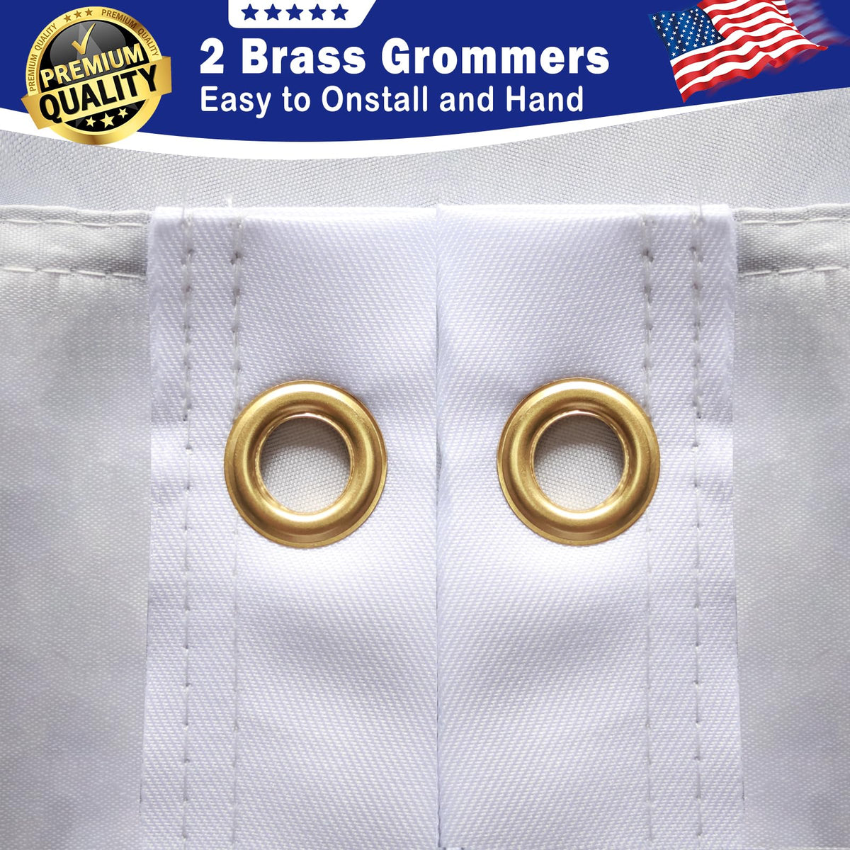 Keblo US Army Flag 3x5 brass grommets close-up for secure outdoor mounting