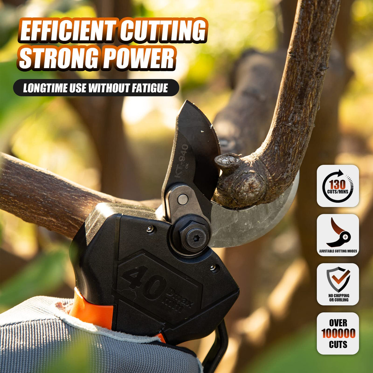 Kebtek KT940 two 2Ah batteries included for extended pruning sessions