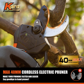 Kebtek KT940 in action cutting a thick branch with 40mm capacity