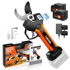 Kebtek KT940 cordless pruning shears blade close-up with non-stick edge for clean cuts
