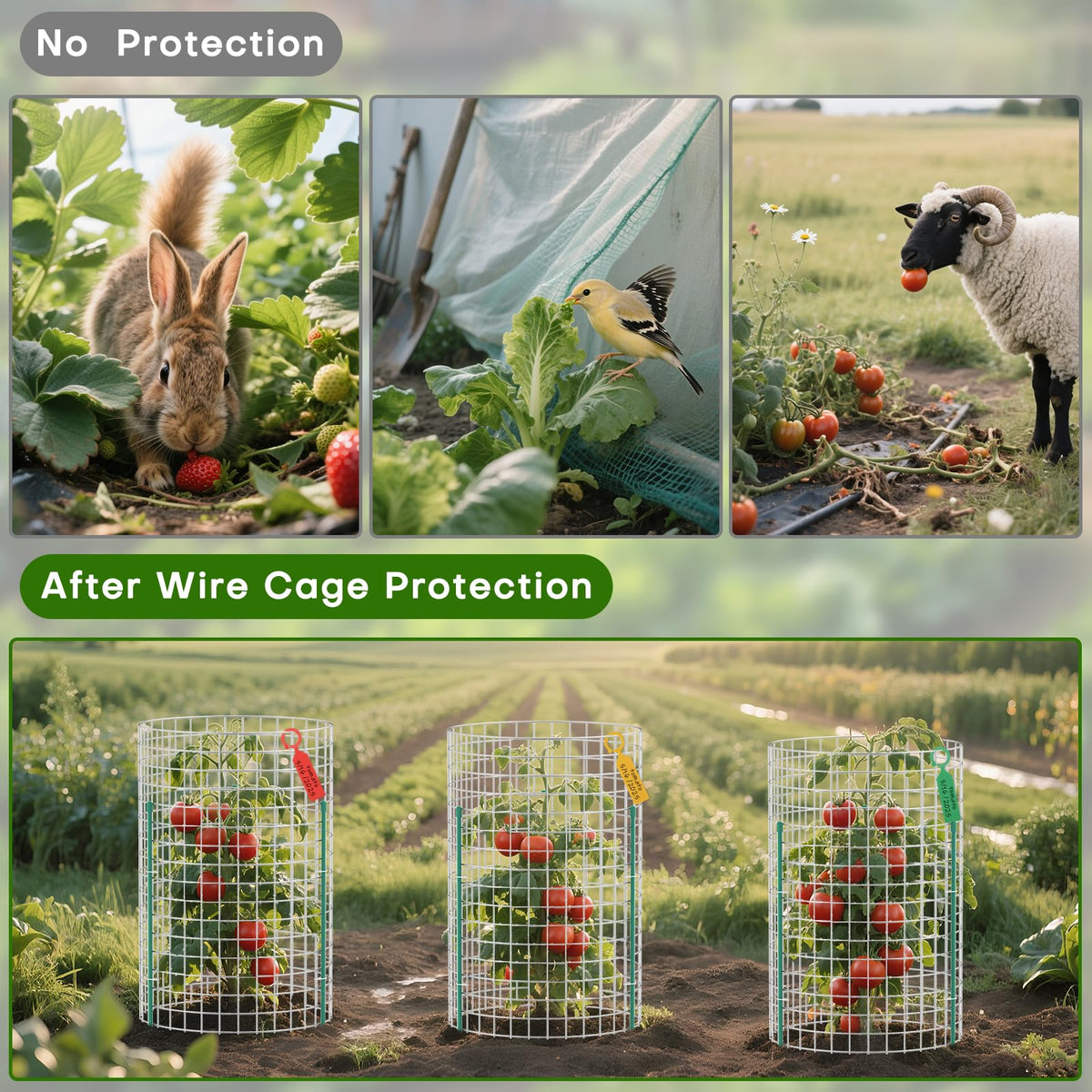 Kecaopdt zip ties and labels simplify fast cage assembly and plant labeling.