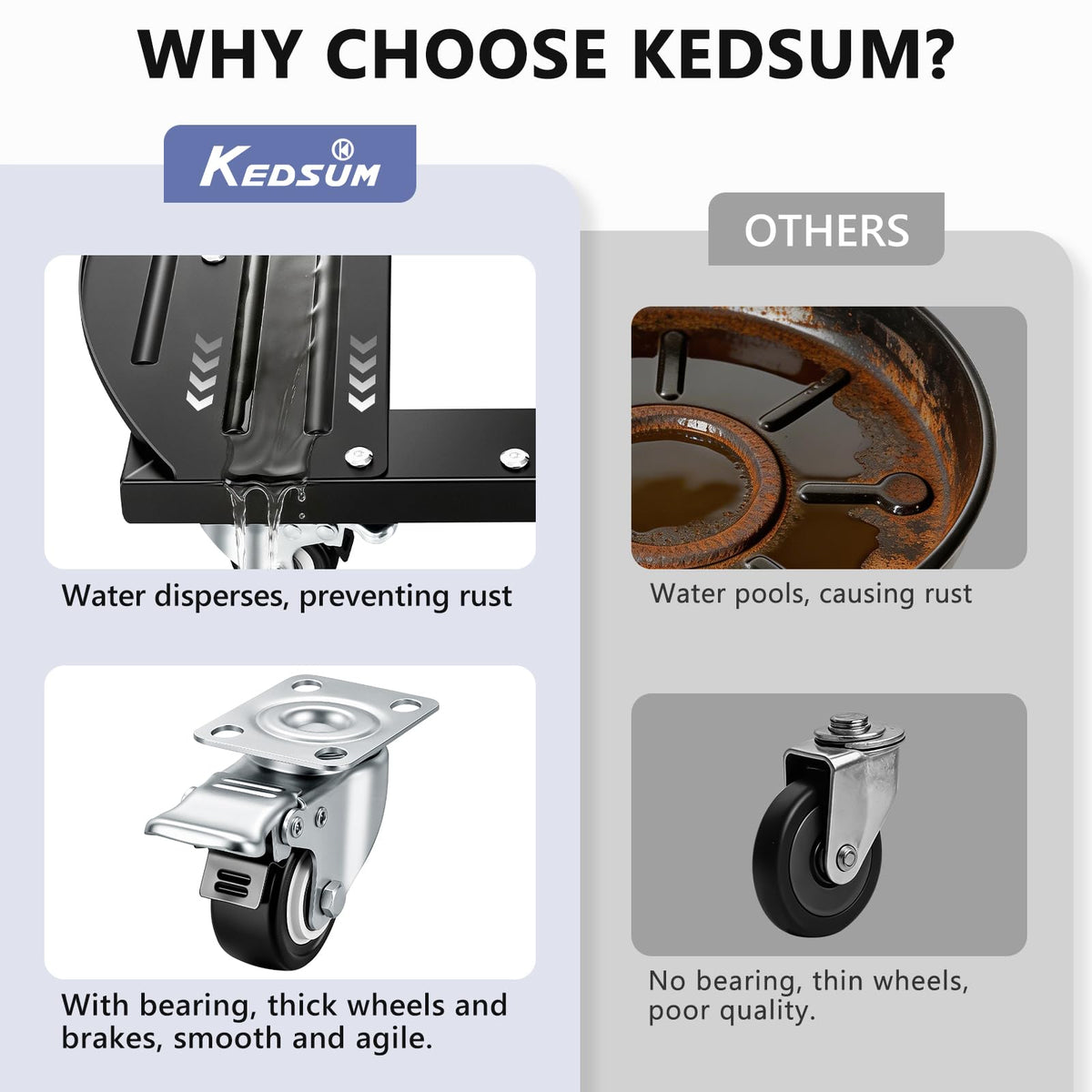 KEDSUM heavy-duty frame supports up to 800 pounds for oversized pots.