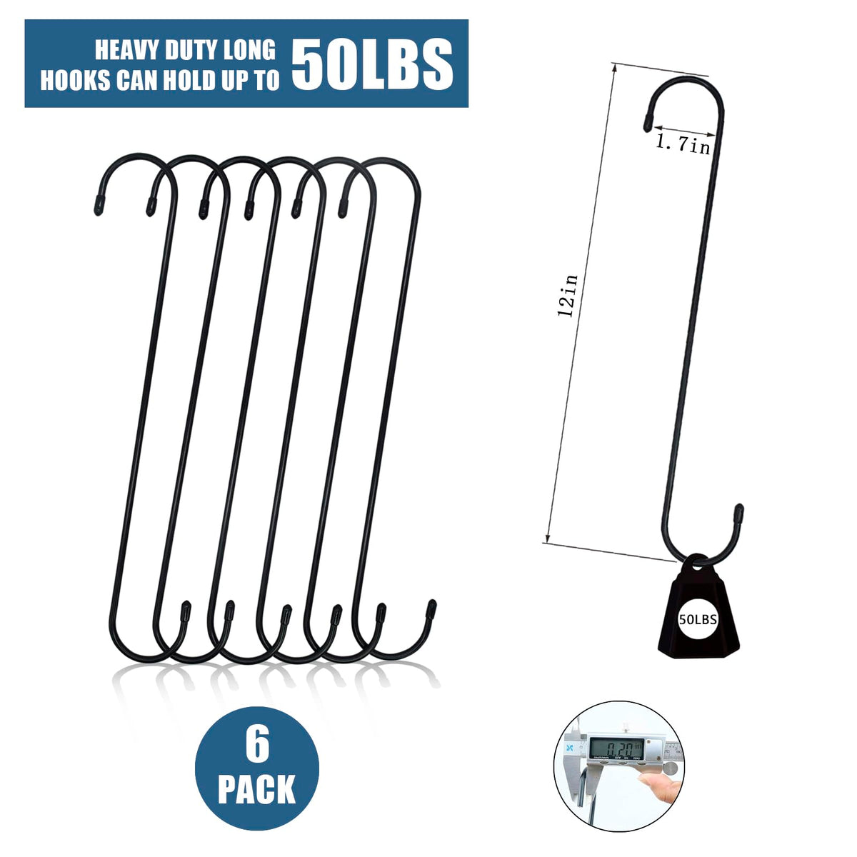 KEEPFFYE heavy-duty S hook holding a basket with no-drill setup.