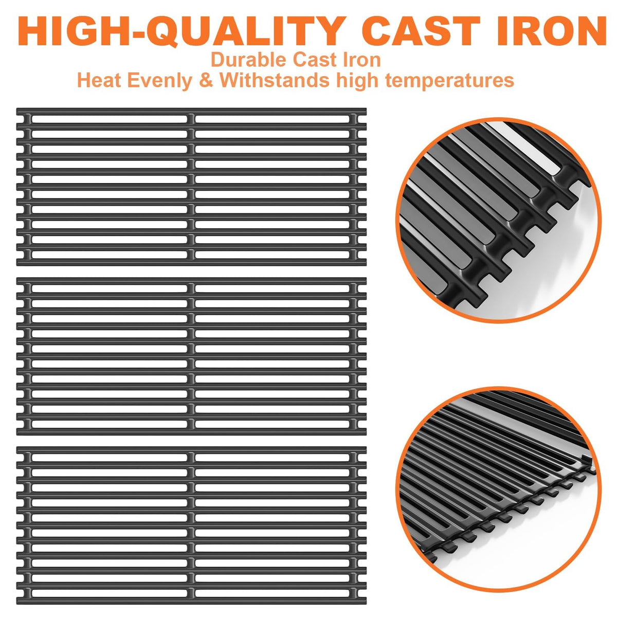 KEESHA grill grates surface pattern promoting consistent juices and flavor