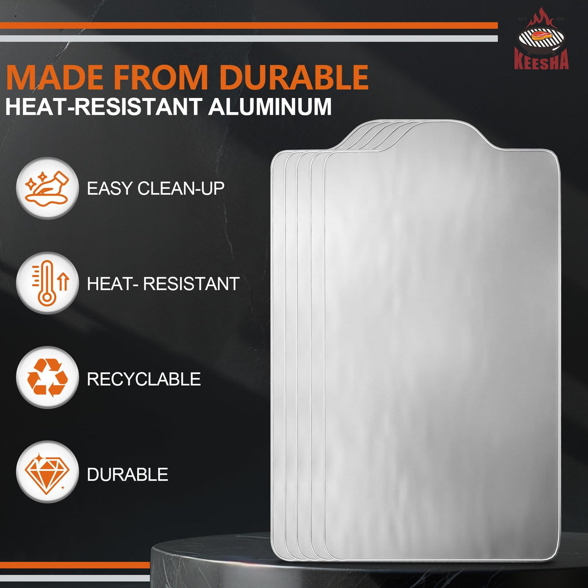 KEESHA disposable liners reduce scrubbing and help maintain grill surfaces.