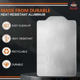 KEESHA disposable liners reduce scrubbing and help maintain grill surfaces.