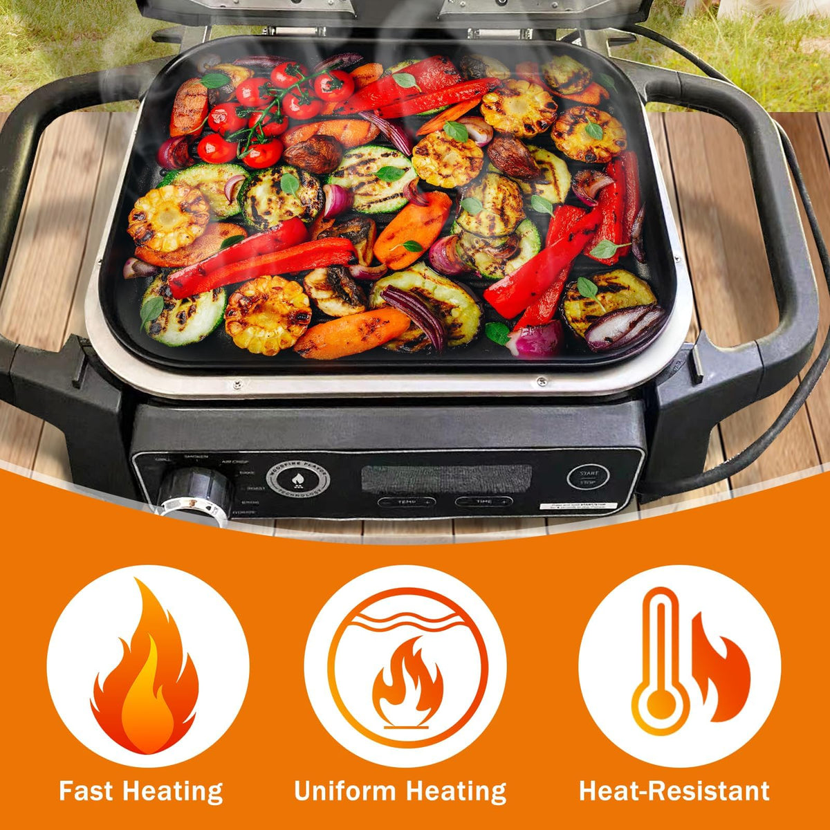 KEESHA OG700/OG701 fit griddle plate mounted on Ninja Woodfire grill.
