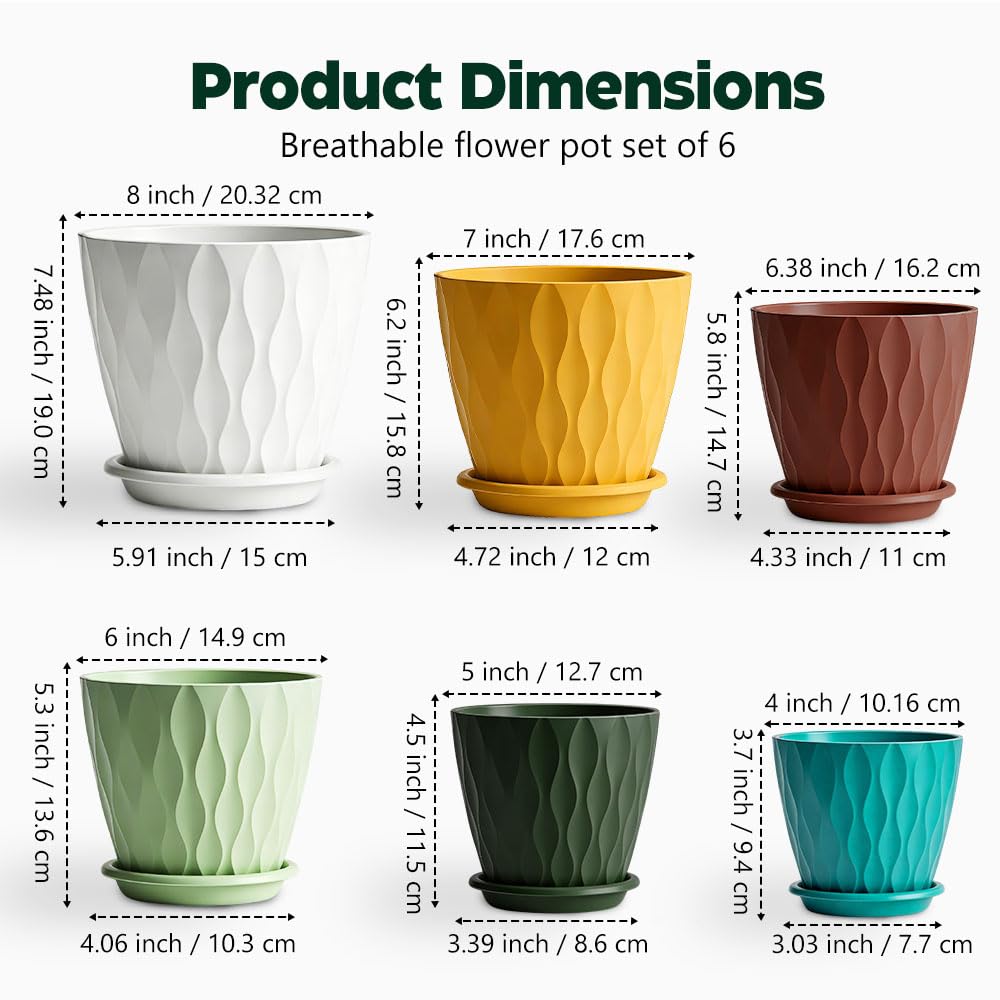 KEETUMOOD planter drainage holes with watering lip promote airflow and prevent overwatering