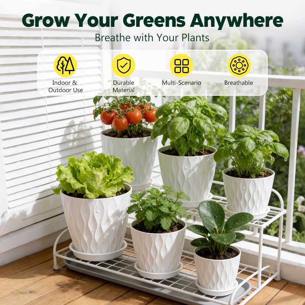 KEETUMOOD 5-inch self-watering pot ideal for compact indoor greens