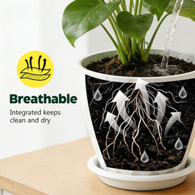 KEETUMOOD 6-inch planter in white showing watering lip to prevent overwatering