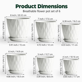 KEETUMOOD 7-inch self-watering planter in white with drainage holes for healthy roots