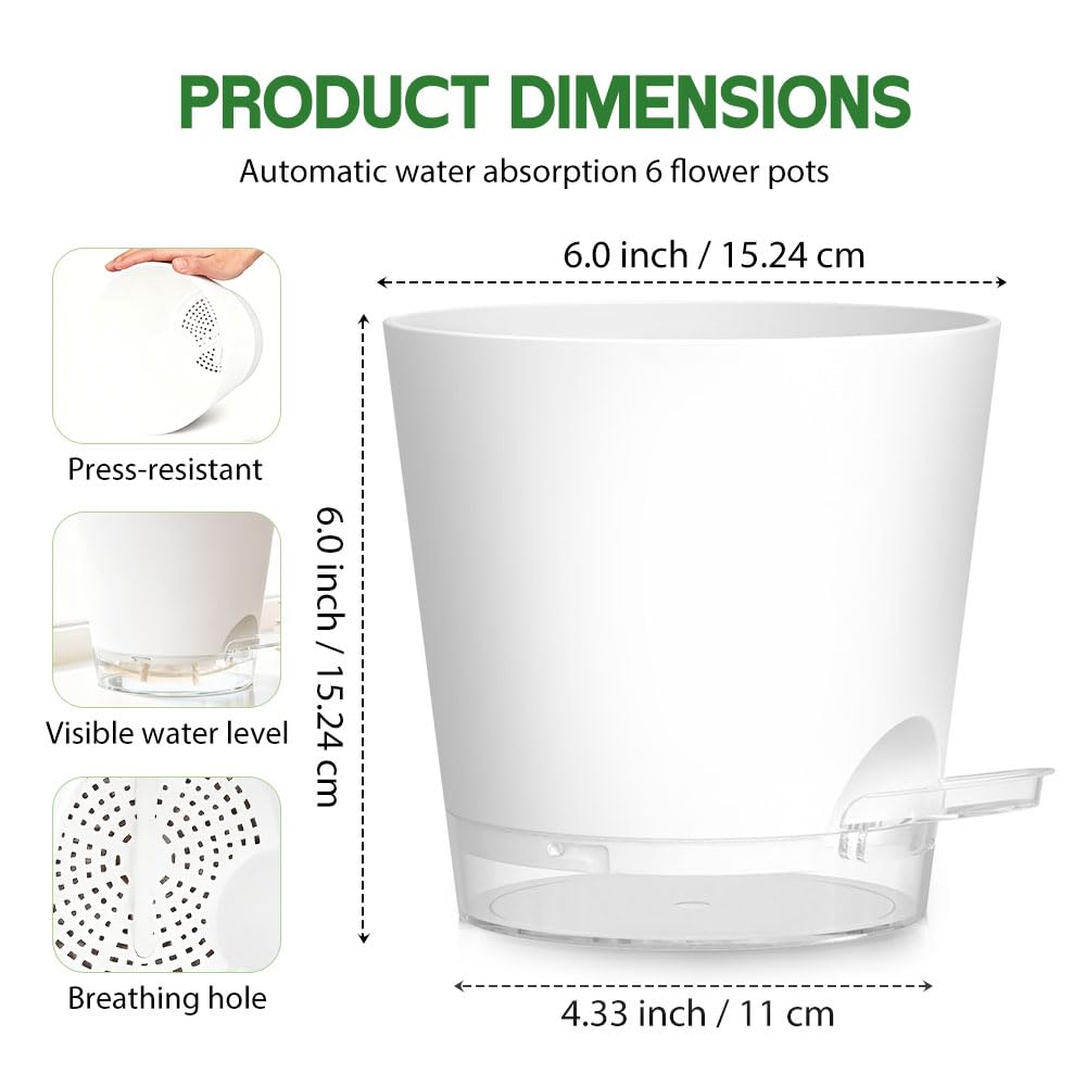 Keetumood self-watering pot drainage holes close-up with translucent saucer