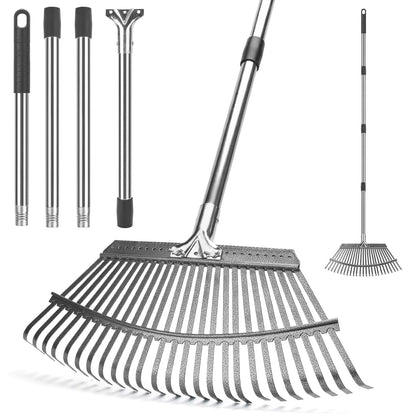 KeFanta garden leaf rake with heavy-duty steel head and 25 tines for efficient debris cleanup